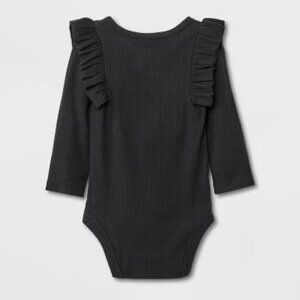 Black Baby Girls Ruffle Ribbed Bodysuit - Cat & Jack | 12M